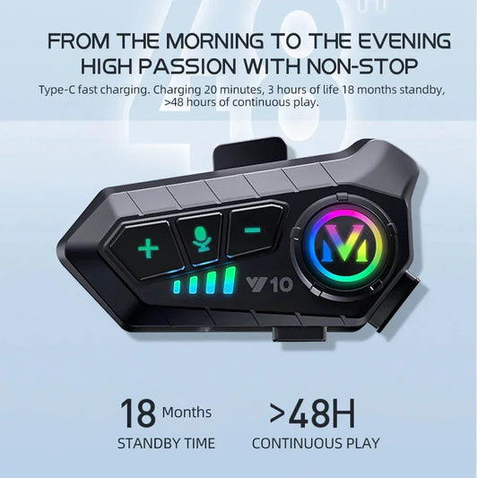 Drovitec Y10 Comm Link: Ultimate Bluetooth 5.3 Helmet Headset Waterproof