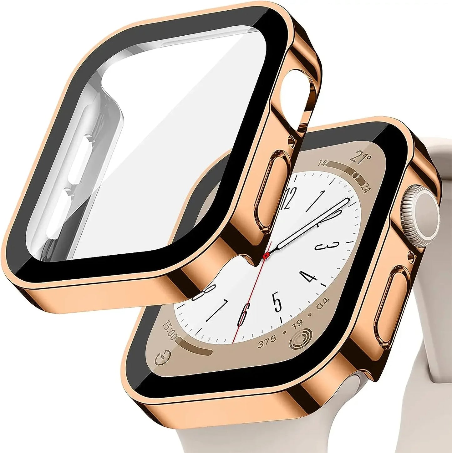 Tempered Glass+Cover for Apple Watch 11 10 9 8 7 46Mm 42Mm PC Bumper Screen Protector Case Iwatch Series 7 6 5 4 SE3 44 40 45Mm